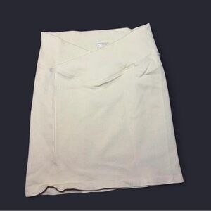 Cream Ribbed Bodycon Skirt